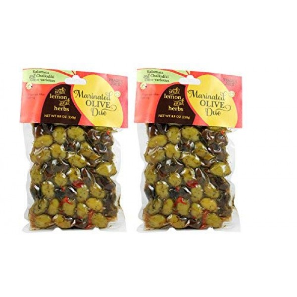 Trader Joes Marinated Olive Duo with Lemon and Herbs 2 Pack, 8...
