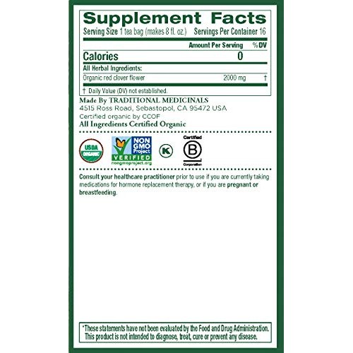 Traditional Medicinals Organic Red Clover Herbal Tea, 16 Tea Bag