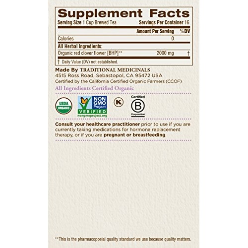 Traditional Medicinals Organic Red Clover Herbal Tea, 16 Tea Bag