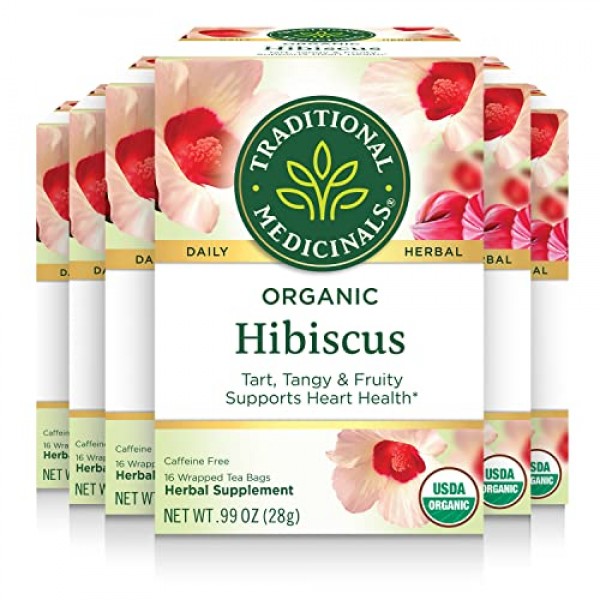 Traditional Medicinals Organic Hibiscus Herbal Tea, 16 Tea Bags ...