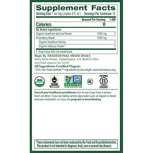 Traditional Medicinals Hawthorn With Hibiscus Herbal Tea Organic