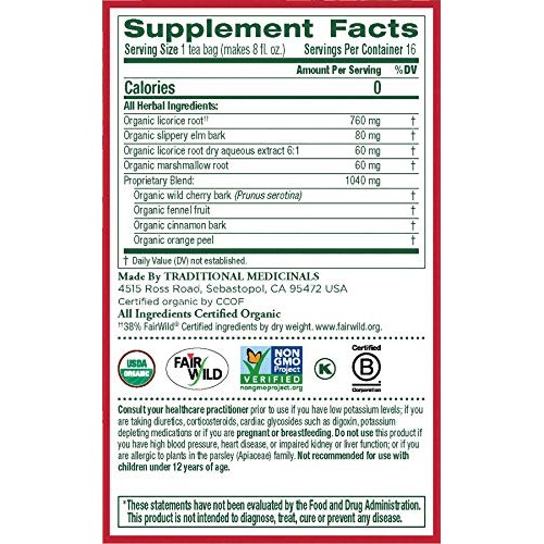 Traditional Medicinals Herbal Tea, Organic, Throat Coat, 16 Ct.,