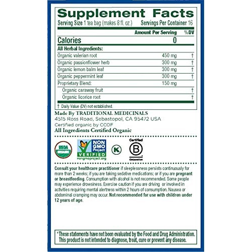 Traditional Medicinals Nighty Night Valerian, Naturally Caffeine
