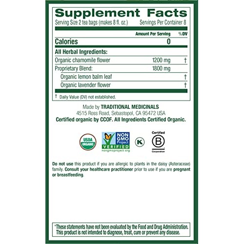 Traditional Medicinals Organic Chamomile & Lavender Herbal Tea, ...