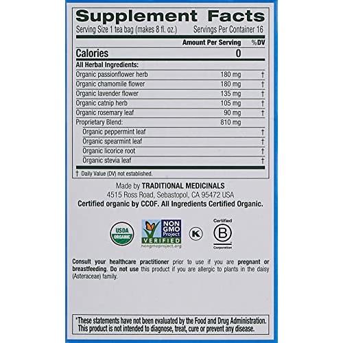 Traditional Medicinals Organic Cup of Calm Lavender Mint Herbal ...