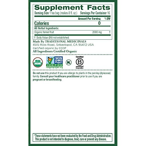 Traditional Medicinals Organic Fennel Tea, 16 Tea Bags