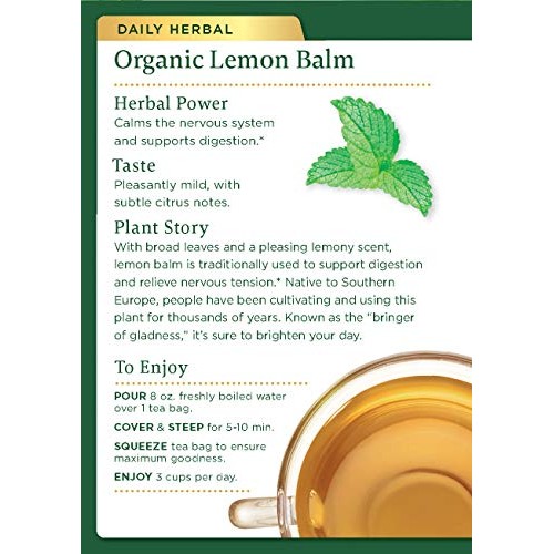 Traditional Medicinals Organic Lemon Balm Herbal Tea, 16 Tea Bag