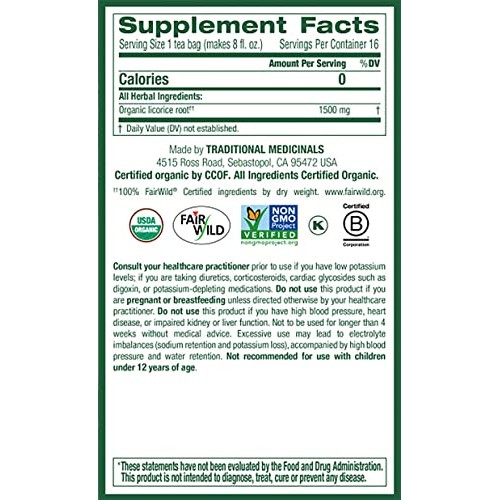 Traditional Medicinals Tea Licorice Root Herbal, 16 Ct
