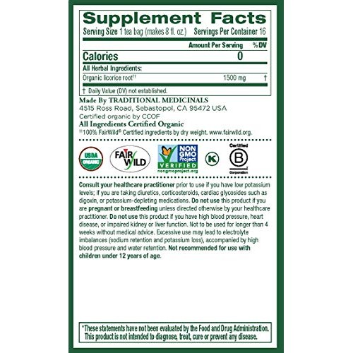 Traditional Medicinals Organic Licorice Root Tea, 16 Bags Pack