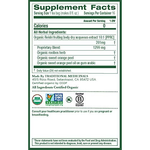 Traditional Medicinals Organic Reishi Mushroom With Rooibos &Amp; Or