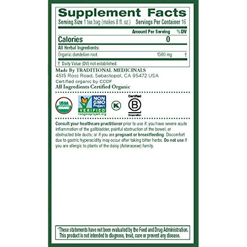 Traditional Medicinals Organic Roasted Dandelion Root Herbal Lea