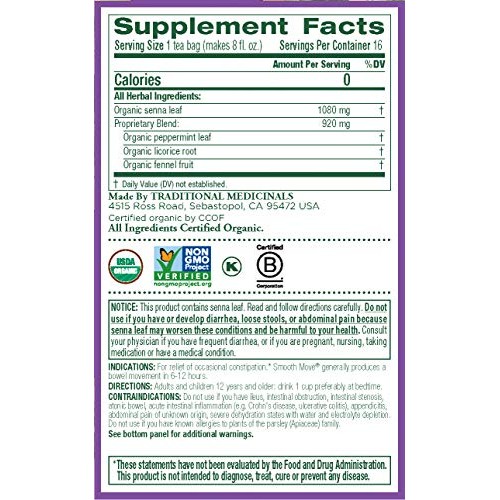 Traditional Medicinals Organic Smooth Move Peppermint Laxative T