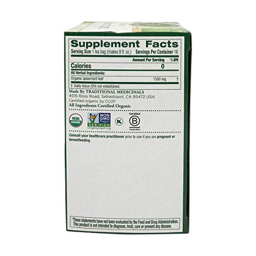 Traditional Medicinals Organic Spearmint Herbal Tea, 16 Count P