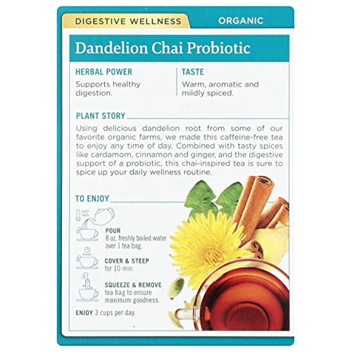 Traditional Medicinals, Tea Herbal Dandelion Chai Probiotic Orga...