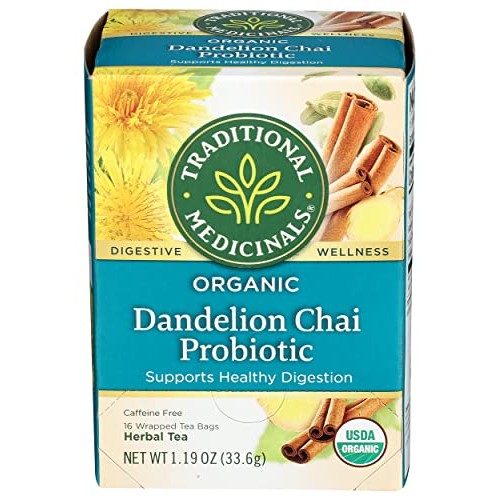 Traditional Medicinals, Tea Herbal Dandelion Chai Probiotic Orga...