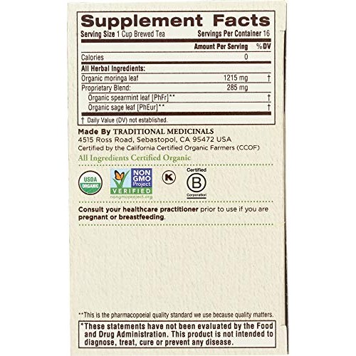Traditional Medicinals Tea Moringa With Supermint Sage, 16 Ct