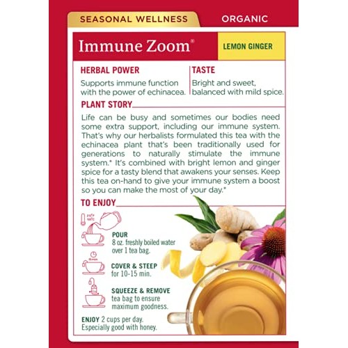 Traditional Medicinals Tea, Organic Immune Zoom Lemon Ginger, Su...