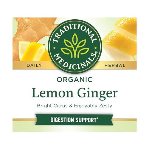 Traditional Medicinals Tea, Organic Lemon Ginger, Promotes Healt...