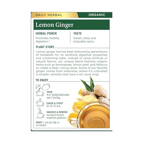 Traditional Medicinals Tea, Organic Lemon Ginger, Promotes Healt...