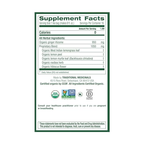 Traditional Medicinals Tea, Organic Lemon Ginger, Promotes Healt...