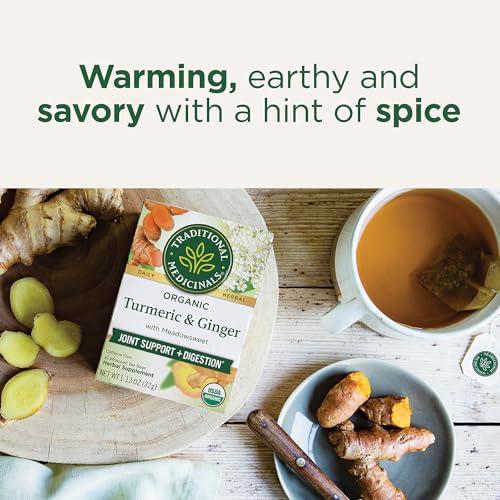 Traditional Medicinals Tea, Organic Turmeric w/Meadowsweet & Gin...