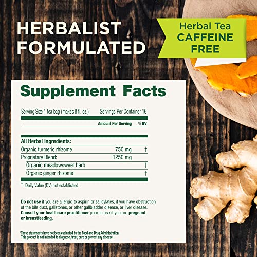 Traditional Medicinals Tea, Organic Turmeric w/Meadowsweet & Gin...