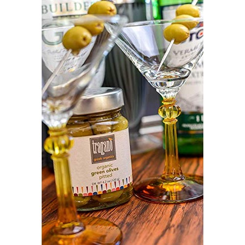 Tragano Greek Organics Pitted Greek Green Olives 8 Ounce, 2 Pack