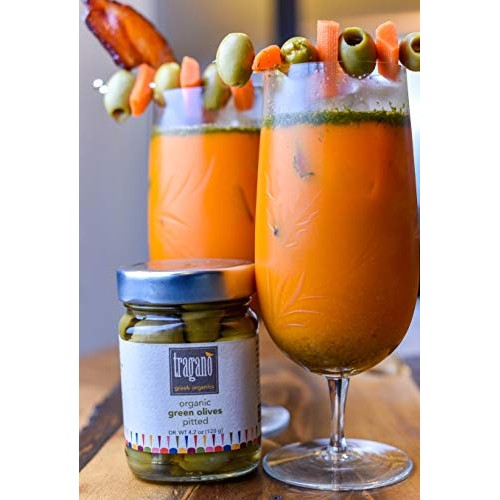 Tragano Greek Organics Pitted Green Olives, Usda Organic, Small