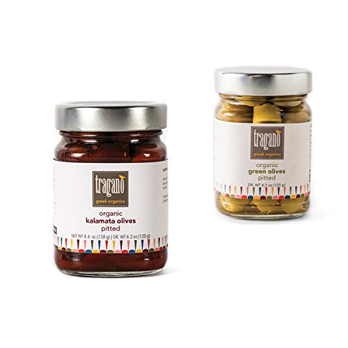 Tragano Greek Organics Pitted Green Olives, Usda Organic, Small