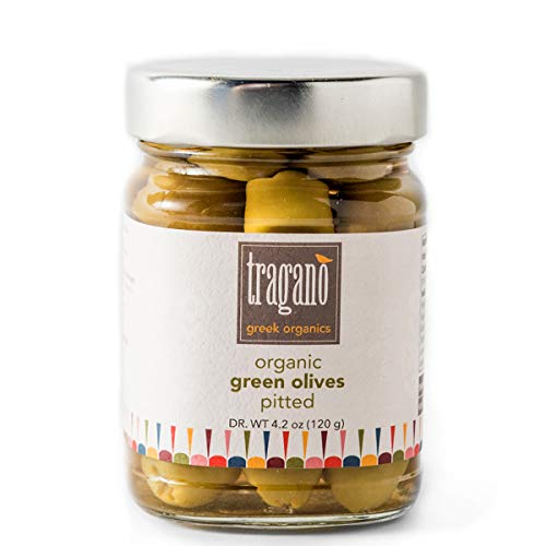 Tragano Greek Organics Pitted Green Olives, Usda Organic, Small
