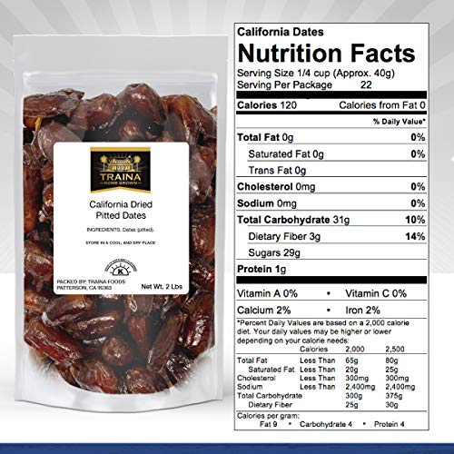 Traina Home Grown California Dried Pitted Dates - Healthy, No Ad