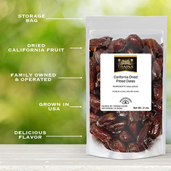 Traina Home Grown California Dried Pitted Dates - Healthy, No Ad
