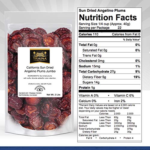 Traina Home Grown California Sun Dried Jumbo Angelino Plums - No