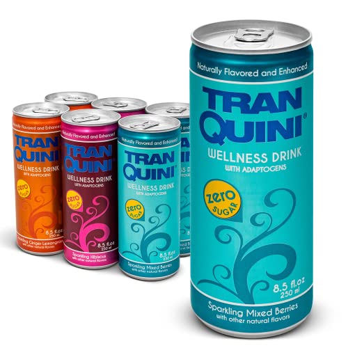 Tranquini Adaptogen Drink, Calming Sparkling Water, Gluten Free,...