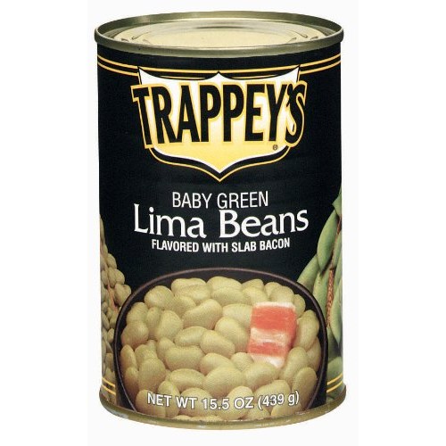 Trappeys Baby Green Lima Bean With Bacon, 15.5000-Ounce Pack O