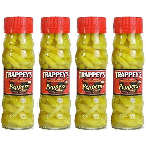 Trappeys Peppers In Vinegar, Hot, 4.5 Oz Pack Of 4 Trappeys Peppers In Vinegar, Hot, 4.5 Oz Pack Of 4