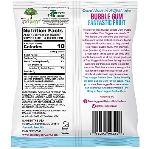 Tree Hugger Fruit Bubble Gum, 2 Ounce Pack Of 12