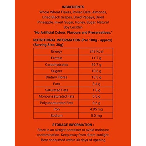 Fruit &Amp; Nuts Muesli - Mix Of Wholegrain Oats ,Wheat Flakes, Frui