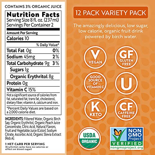 Treo Fruit &Amp; Birch Water Drink Variety Pack, Pack Of 12