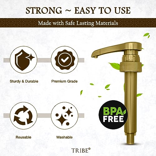 Tribe Gold Coffee and Water Syrup Pump | Fits Torani, Jordans S...