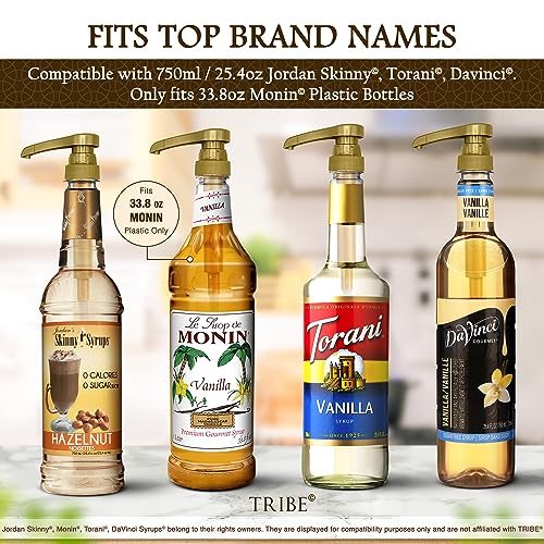 Tribe Gold Coffee and Water Syrup Pump | Fits Torani, Jordans S...