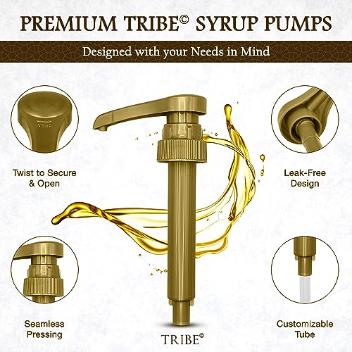 Tribe Gold Coffee and Water Syrup Pump | Fits Torani, Jordans S...