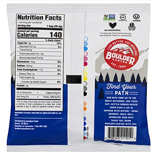 Boulder Canyon Sea Salt Kettle Chips, 1 Ounce | 12 Count