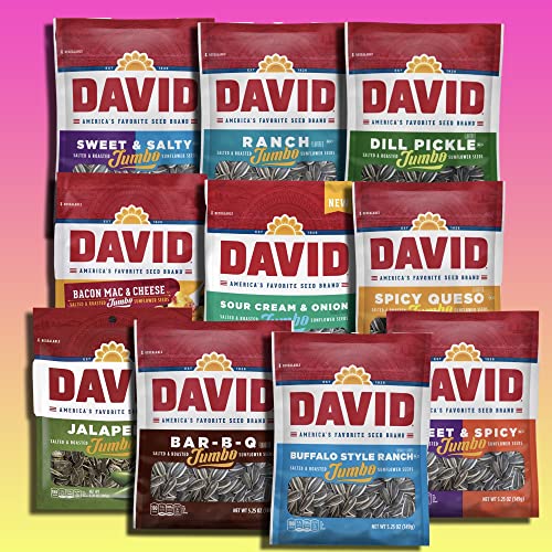 David Sunflower Seeds Variety Pack, Curated Flavors Include BBQ,... David Sunflower Seeds Variety Pack, Curated Flavors Include BBQ,...