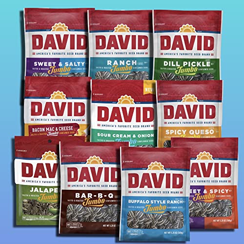 David Sunflower Seeds Variety Pack, Curated Flavors Include BBQ,... David Sunflower Seeds Variety Pack, Curated Flavors Include BBQ,...