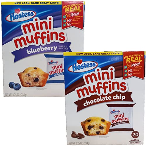 Mini Muffins by Hostess | 8.25 Ounce | Combo | Pack of 2 40 Tot...