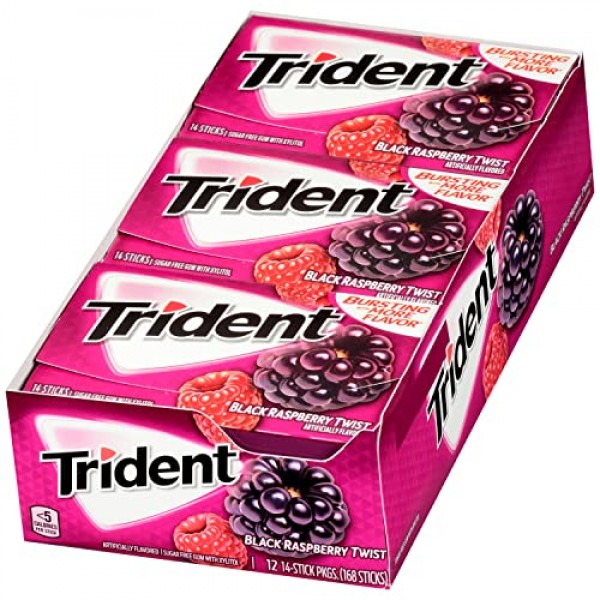 Trident Black Raspberry Twist Sugar Free Gum, Made with Xylitol,...