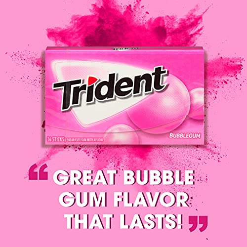 Trident Bubblegum Sugar Free Gum, 12 Packs Of 14 Pieces 168 Tot