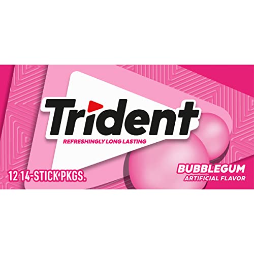 Trident Bubblegum Sugar Free Gum, 12 Packs Of 14 Pieces 168 Tot