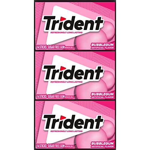 Trident Bubblegum Sugar Free Gum, 12 Packs Of 14 Pieces 168 Tot